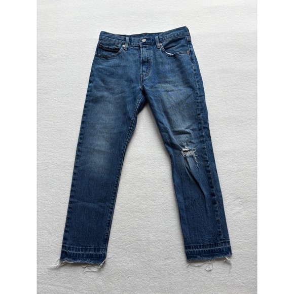 Levi's Denim - Levi's 501 Original Fit Jeans Womens 27 Medium Wash Distressed Raw Hem Denim